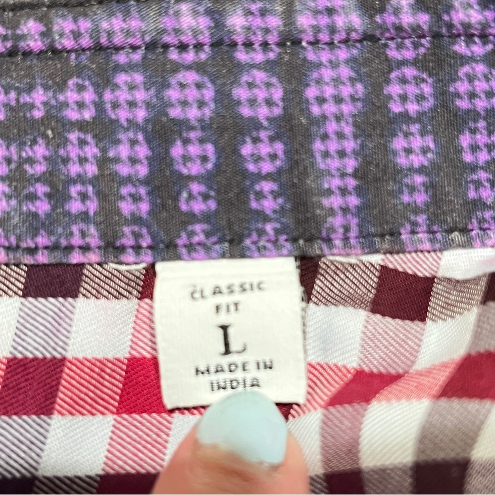 ROBERT GRAHAM Red Checked Gingham Shirt Men's Sz L Fold Back Cuffs Long Sleeve - Picture 9 of 14